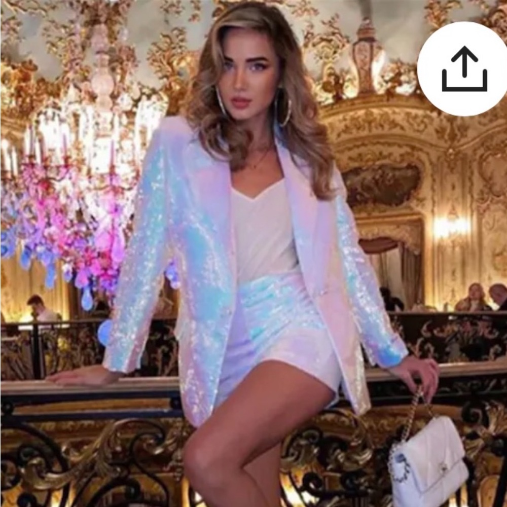 Irridescent Sequin Blazer & Short Set worn to Taylor Swift Eras Tour.